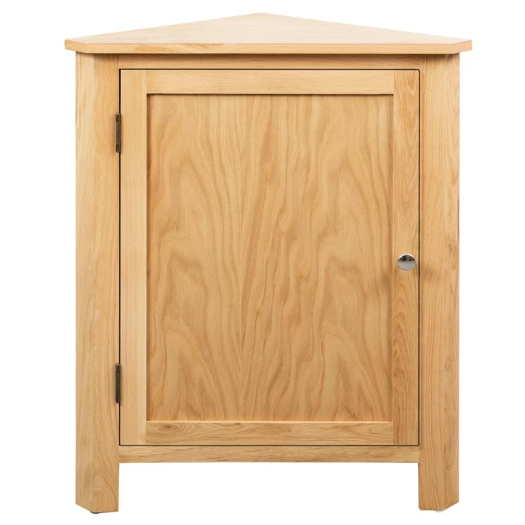 vidaXL Farmhouse Style Corner Cabinet in Solid Oak Wood and MDF Oak Veneer, 23.2"x17.7"x31.5", Brown, Ideal for Small Spaces