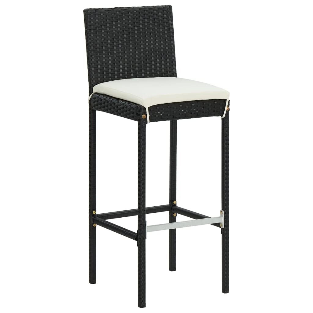 vidaXL Patio Bar Set with Cushions 7 Piece Garden Outdoor Bar Sets Dinner Bistro Dining Table Chair Stool Pub Furniture Seating Poly Rattan Black