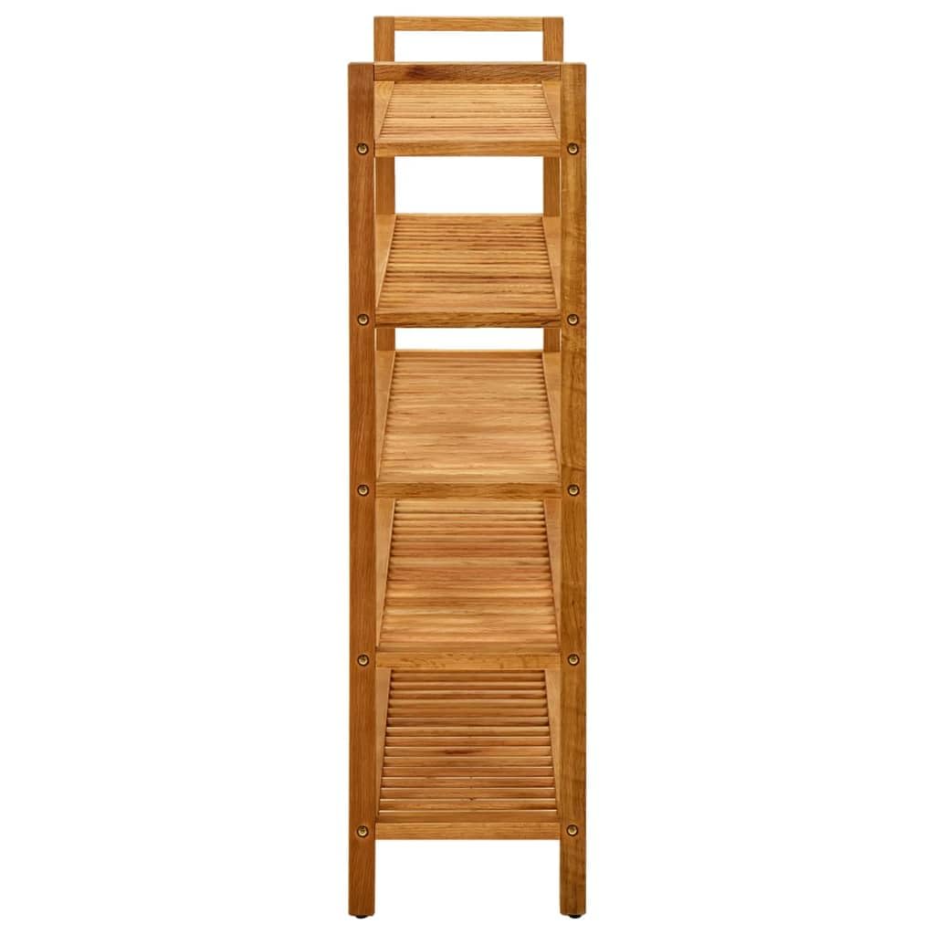 vidaXL Solid Oak Wood Shoe Rack, Rustic Farmhouse Decor, 5 Shelf Organizer, Compact and Portable Storage Space, Brown