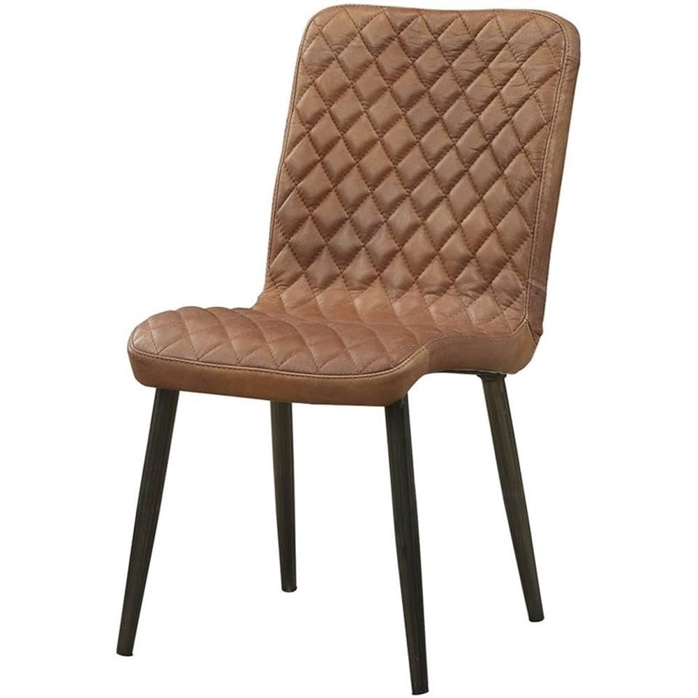 Acme Millerton Leather Dining Side Chair in Chocolate (Set of 2)