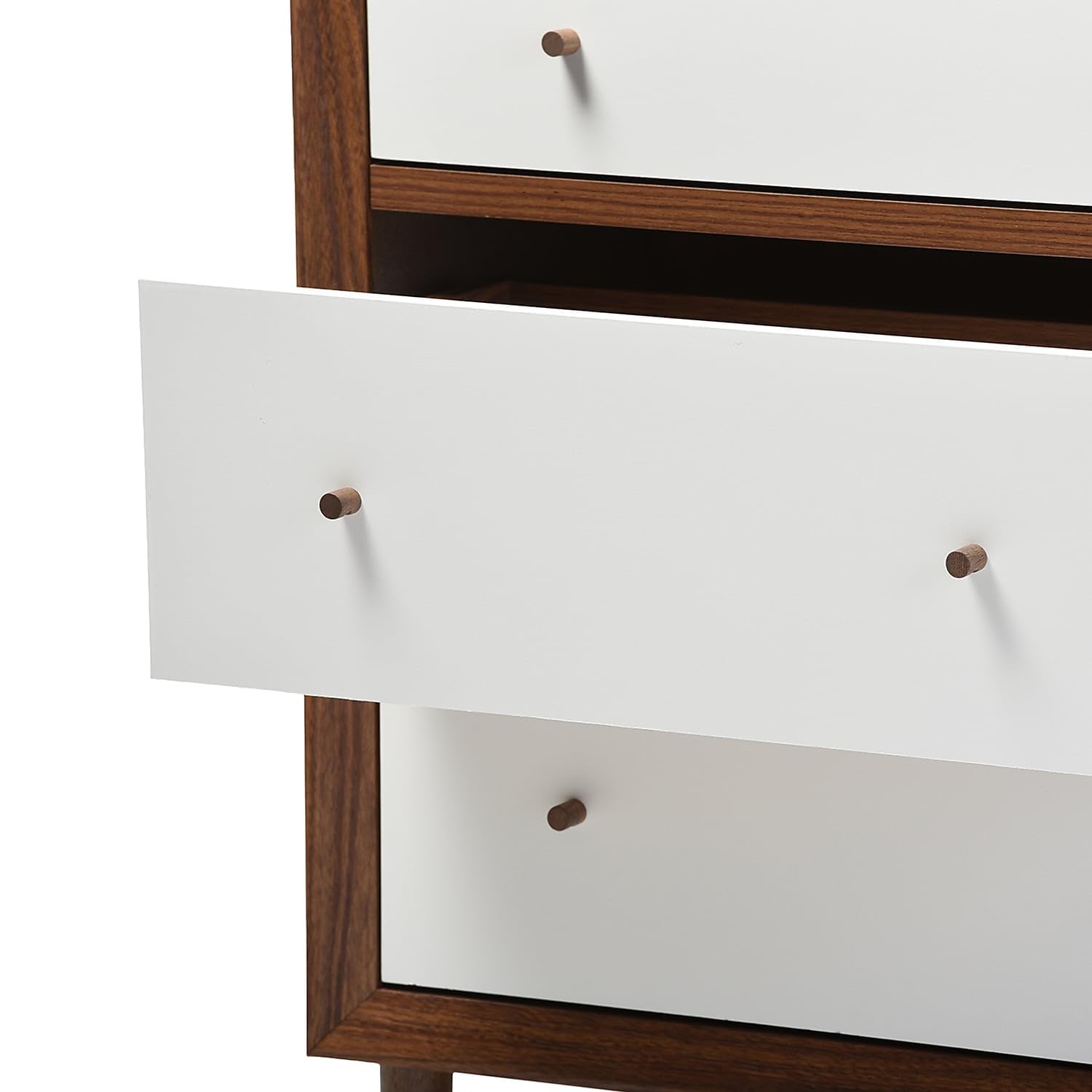 Baxton Studio Harlow 35.69-inch High 6-Drawer Dresser, Walnut Brown and White (121-6781-HiT)