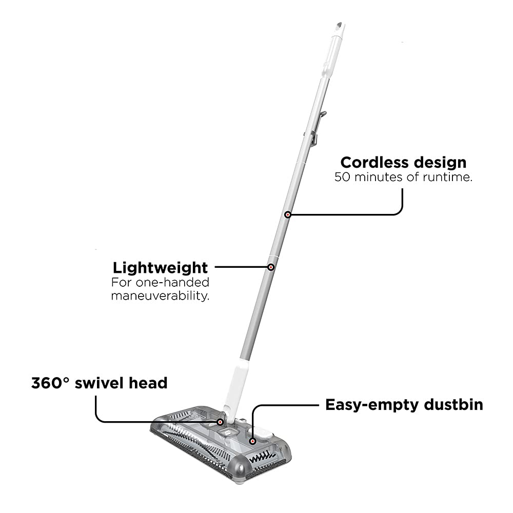 BLACK+DECKER HFS115J10 Cordless Carpet Sweeper, 50 Minute Lithium Battery, Multi-Surface, Easy One Hand Cleaning