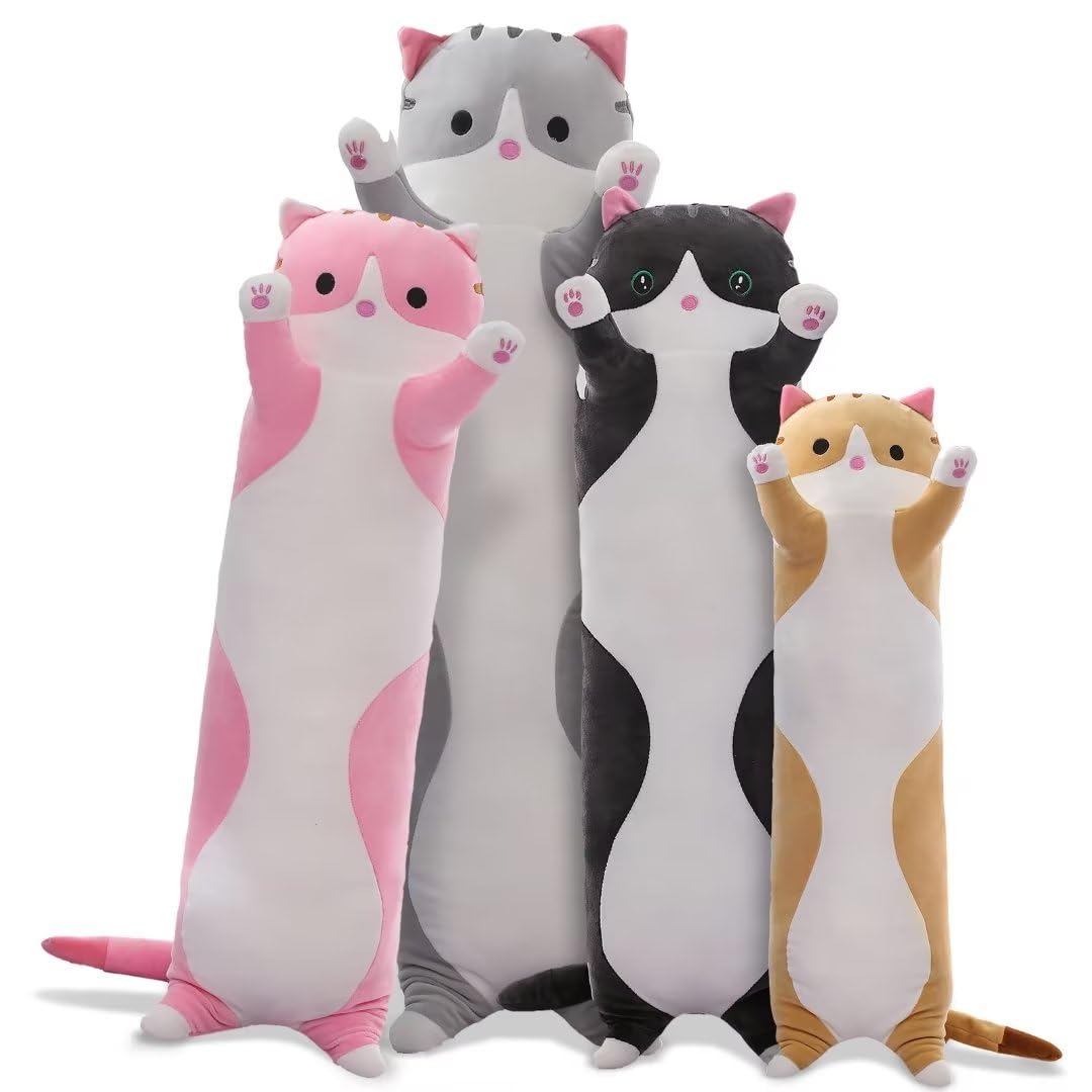 Shinuoer Long Cat Plush Pillow Cat Body Pillow,Black Cat Stuffed Animals Soft Plushies Kawaii Stuffed Kitten Plush Toy For Kids