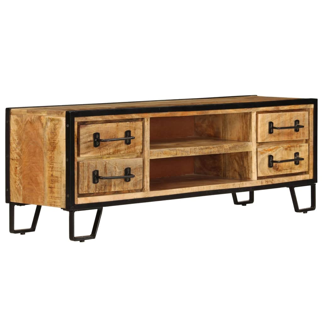 vidaXL Solid Mango Wood TV Stand with Drawers - Retro Industrial Style, Versatile Use as Sideboard, Lowboard, Ample Storage, Extra Stability