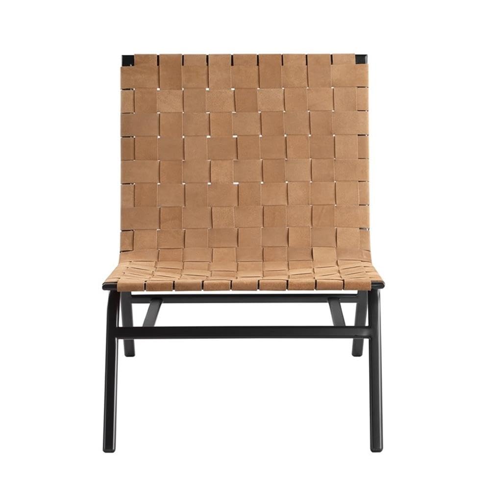Comfort Pointe Cavett Woven Brown Leather Metal Frame Accent Chair