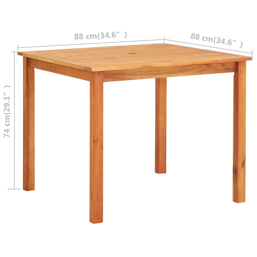 vidaXL Solid Acacia Wood Patio Dining Set - 3 Piece Including Cushions - Modern Square Table and 2 Chairs - Cream White - Weather-Resistant - Perfect for Garden, Deck, Outdoor, Backyard Spaces