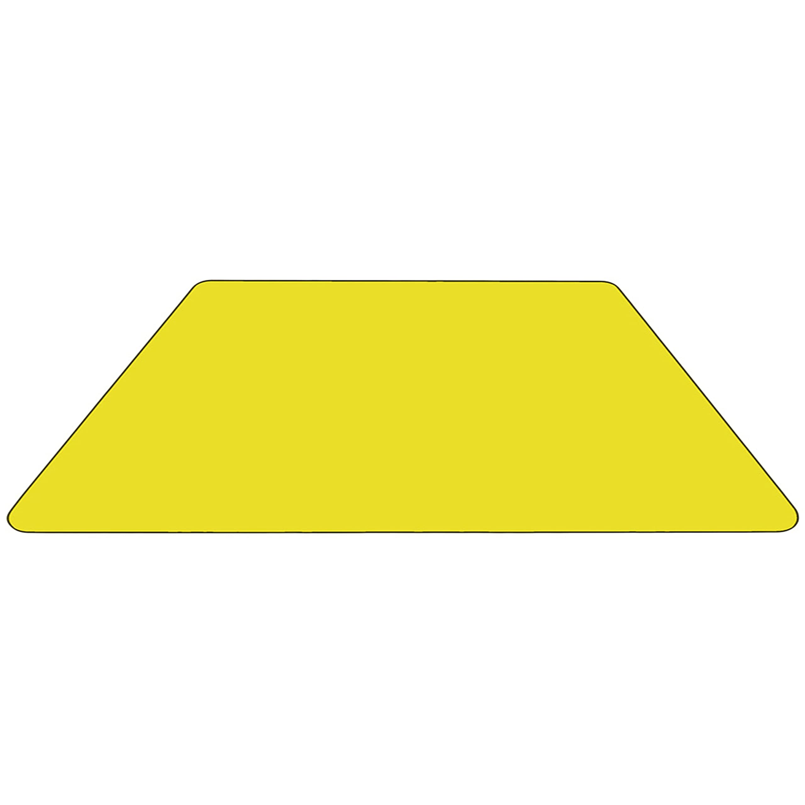 Flash Furniture Wren 22.5''W x 45''L Trapezoid Yellow HP Laminate Activity Table - Standard Height Adjustable Legs