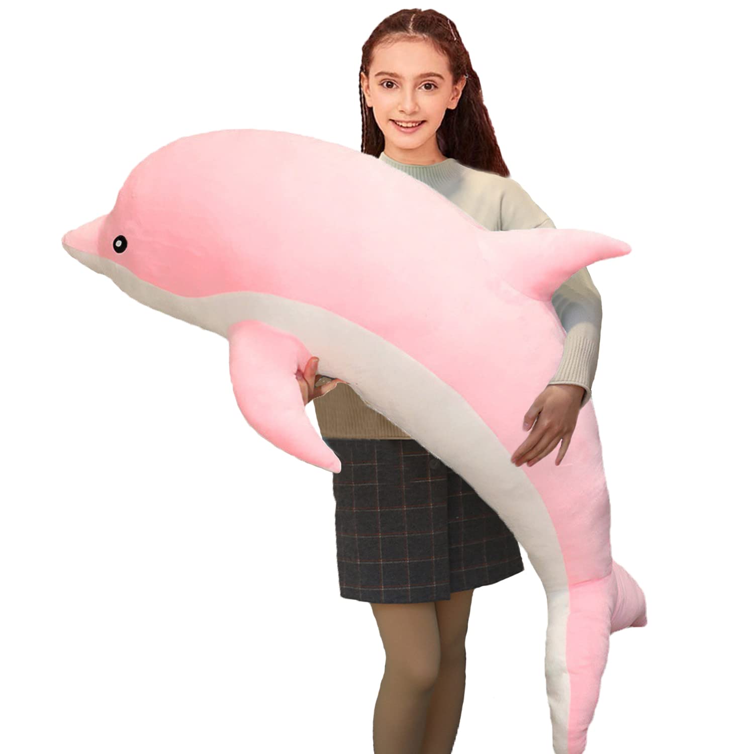 Dolphin Stuffed Animals Plush Pillow Super Soft Sea Animal Plush Toys Dolls for Boys Girls Sleeping Cushion Gift (120cm/47.24in,