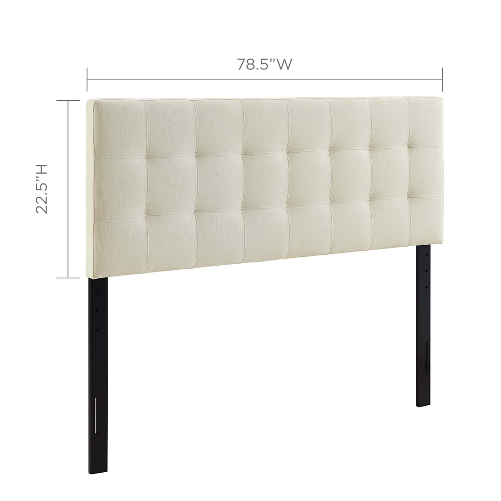Modway Lily Tufted Linen Fabric Upholstered King Headboard in Ivory