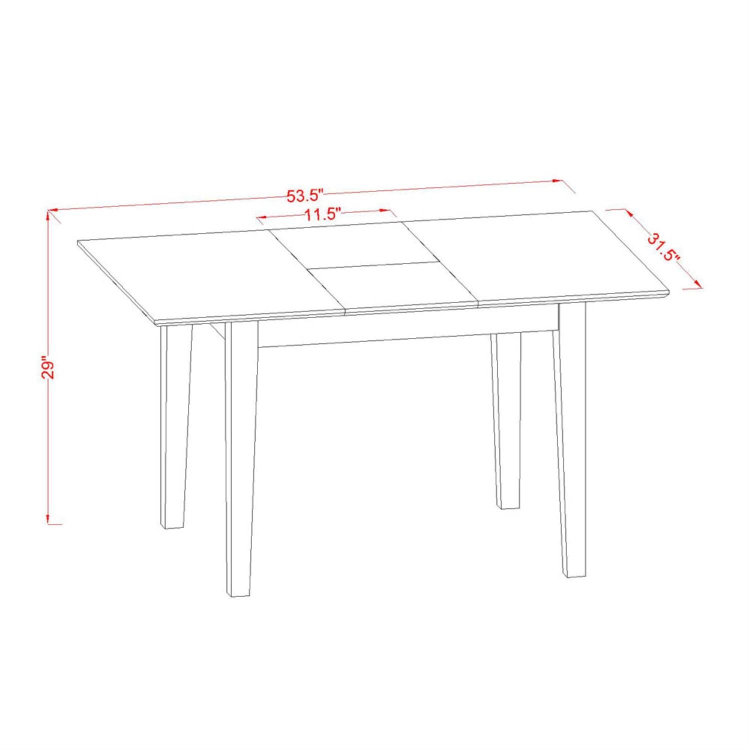 East West Furniture NODL3-OAK-W 3 Piece Dining Room Table Set Contains a Rectangle Kitchen Table with Butterfly Leaf and 2 Dining Chairs, 32x54 Inch, Oak