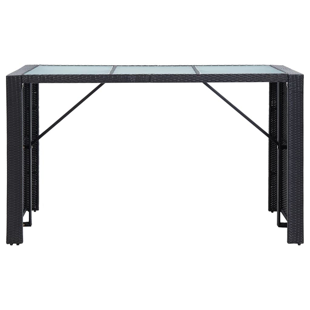 7 Piece Garden Bar Set with Cushions Poly Rattan Black