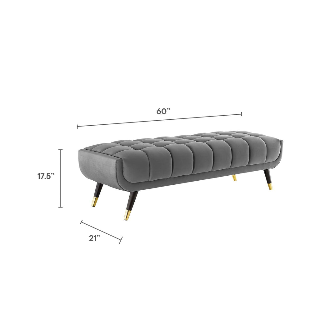 Modway Adept 60" Performance Velvet Bench In Gray