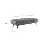 Modway Adept 60" Performance Velvet Bench In Gray