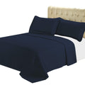 Sheetsnthings Luxury Checkered Quilted Wrinkle Free Microfiber 3 Piece Coverlets Set (Navy, King/California King)
