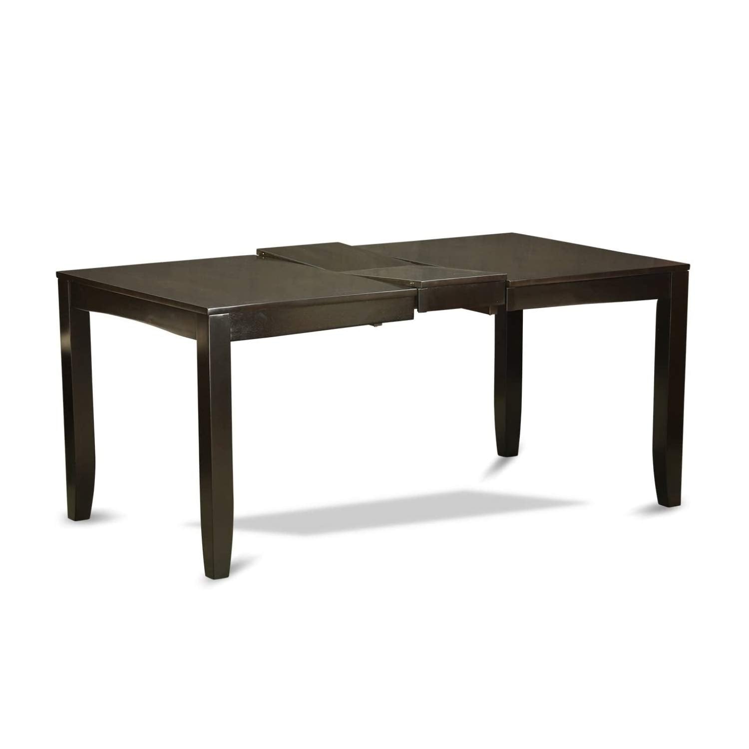East West Furniture LYPF6-CAP-C 6 Piece Dining Table Set Contains a Rectangle Dining Room Table with Butterfly Leaf and 4 Linen Fabric Upholstered Chairs with a Bench, 36x66 Inch, Cappuccino