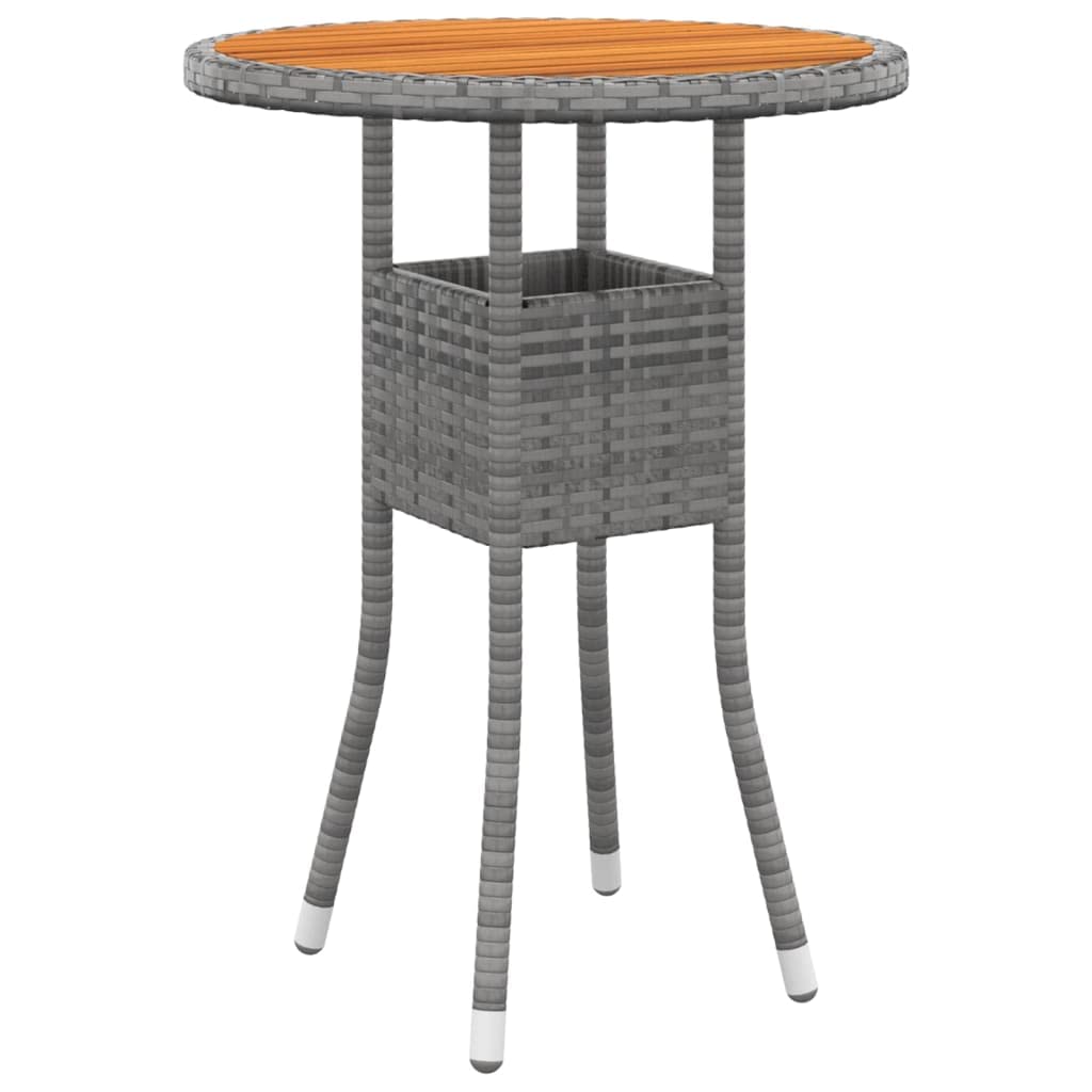 vidaXL Patio Dining Set - 3 Piece Rattan/Steel/Acacia - Comfortable Garden/Patio Furniture with Cushions - Gray