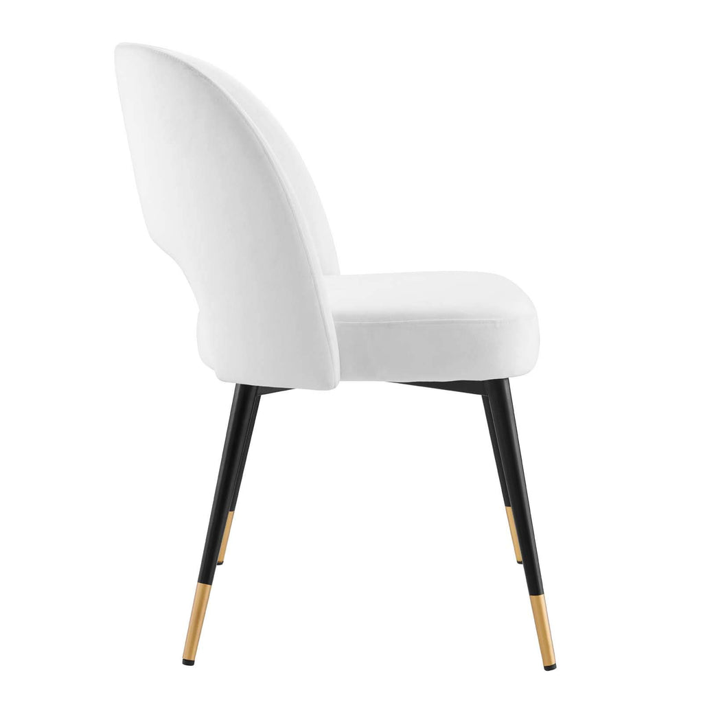 Modway Rouse Upholstered Velvet Side, 2 Pcs - Dining Chairs, White