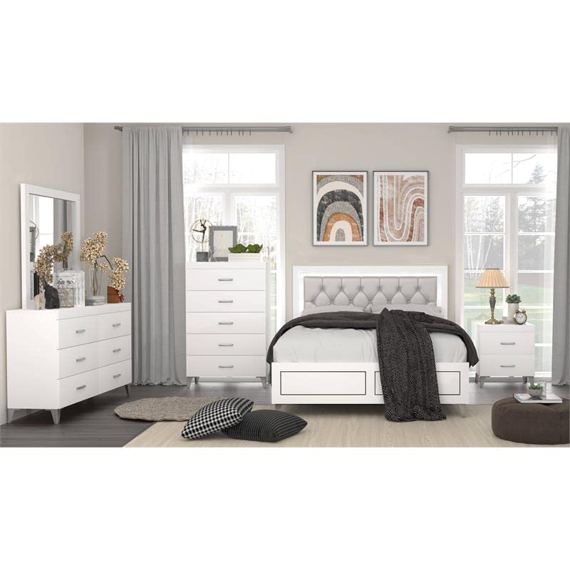 Acme Casilda Square Wooden Mirror In White
