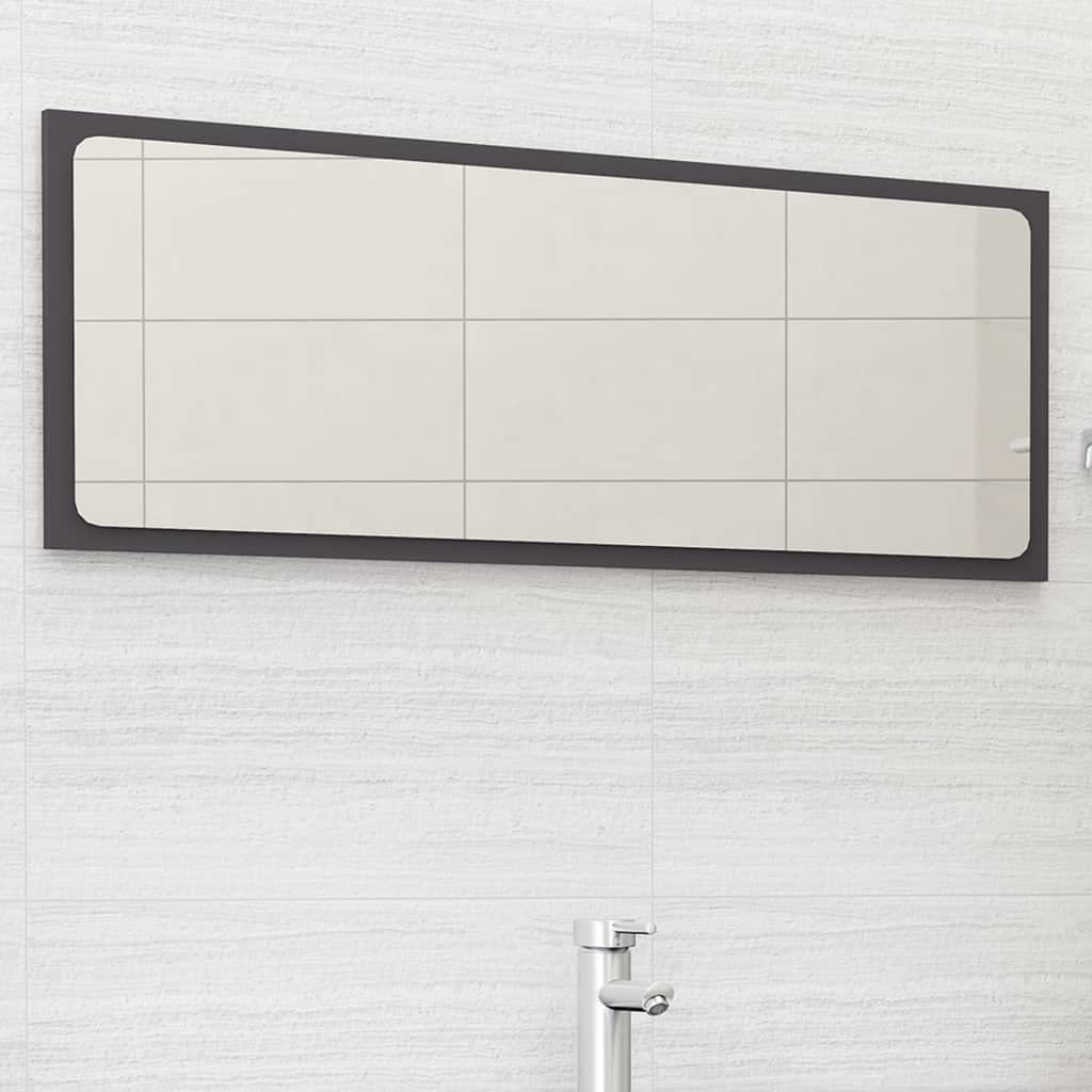 vidaXL Bathroom Mirror Home Hallway Bedroom Laundry Room Washroom Vanity Unit Wall Mirror Furniture Gray 39.4"x0.6"x14.6" Engineered Wood