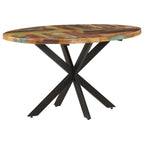 vidaXL Rectangular Dining Table in Solid Reclaimed Wood with Powder-Coated Steel Support - Handcrafted Design - Distinctive Wood Grains - Indoor Use