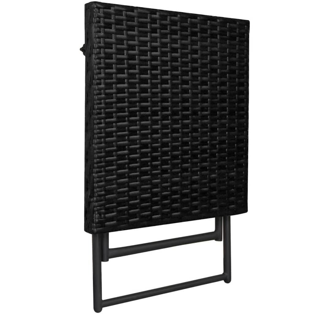 vidaXL Folding Sun Loungers 2 pcs with Table Poly Rattan Black