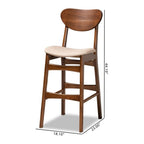 Baxton Studio Katya Mid-Century Modern Sand Fabric Upholstered and Walnut Brown Finished Wood 2-Piece Bar Stool Set