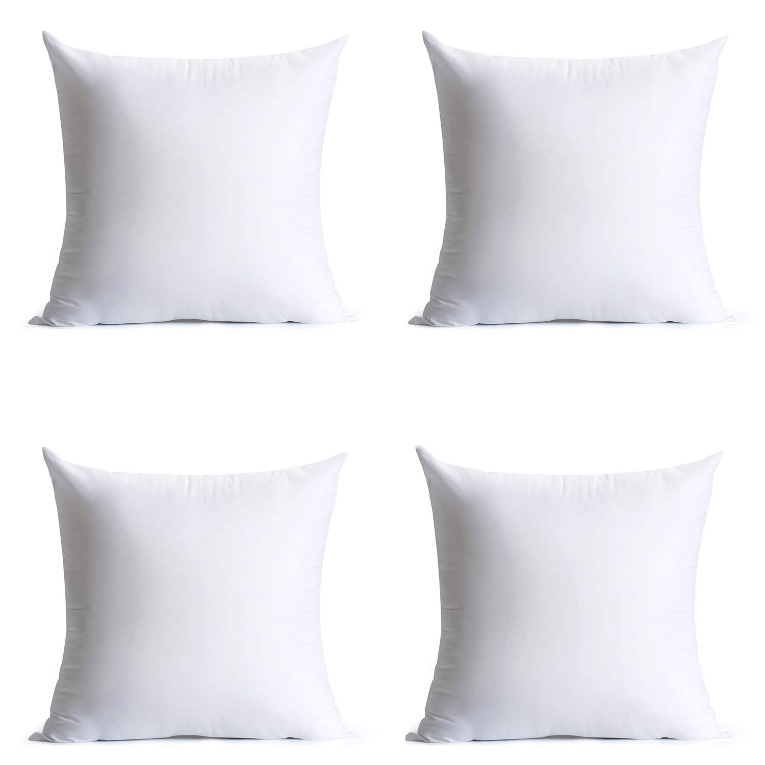 Calibrate Timing 20 X 20 Inches Pillow Inserts, Set Of 4 Hypoallergenic Brushed Microfiber Liner Down Alternative Filled Square