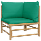 vidaXL 8 Piece Patio Lounge Set with Green Cushions Bamboo