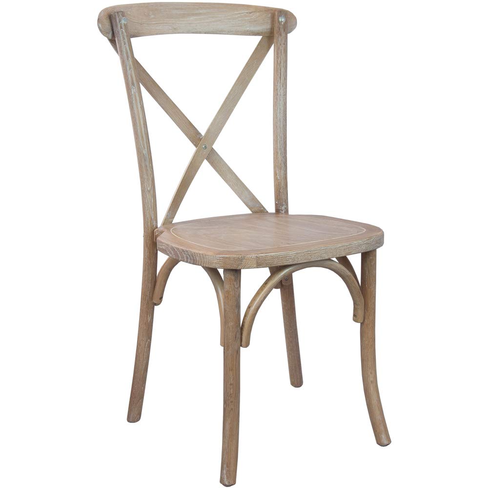 EMMA + OLIVER Gray Wash Dark Driftwood X-Back Chair