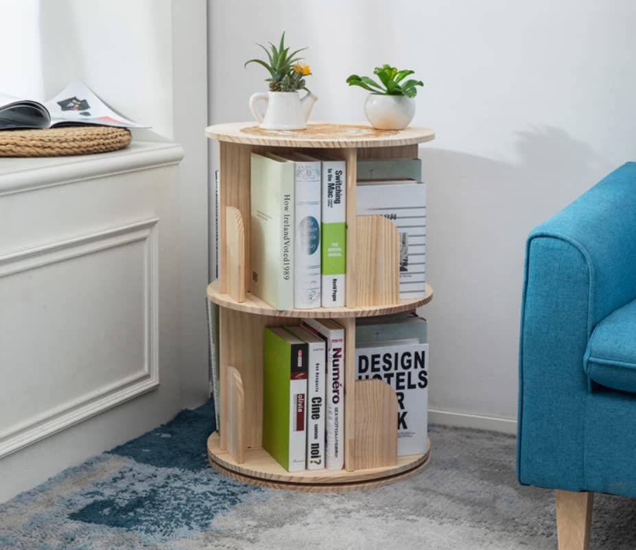 Heehee 2 Rotating Bookshelf 360 Display Floor Standing Bookcase Storage Rack for Kids&Adults Multi-Functional Bookshelf Organize