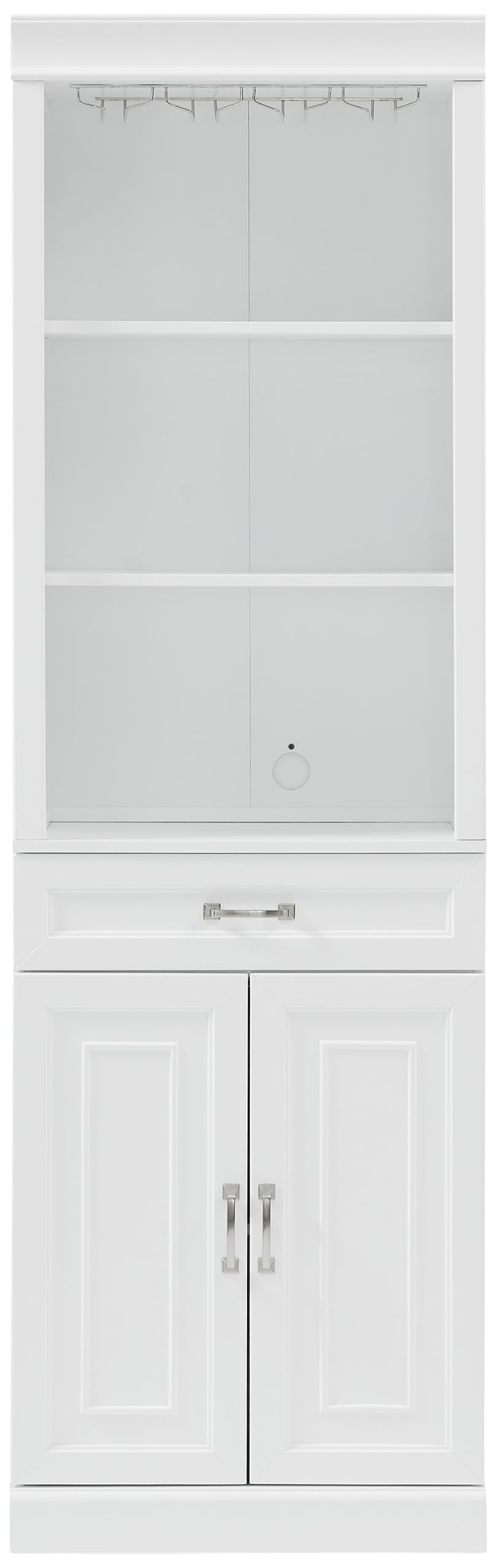 Crosley Furniture Stanton Wine, Liquor, Coffee Bar Cabinet with Storage Shelves and Drawers, White