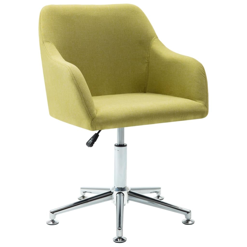 vidaXL Swivel Dining Chairs, 2 Pcs Green Fabric - Adjustable Height, Ergonomic Design, Wooden Frame - Perfect for Kitchen, Office, Lounge, Living Room