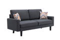 Lilola Home Bahamas Dark Gray Linen Sofa with 2 Throw Pillows