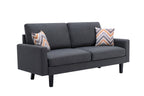 Lilola Home Bahamas Dark Gray Linen Sofa with 2 Throw Pillows