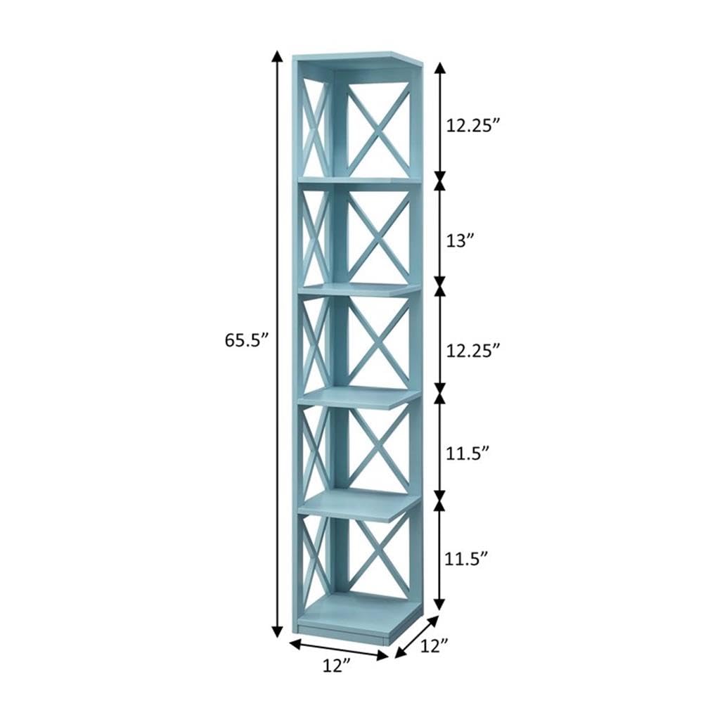 Convenience Concepts Oxford 5 Tier Corner Bookcase, Sea Foam