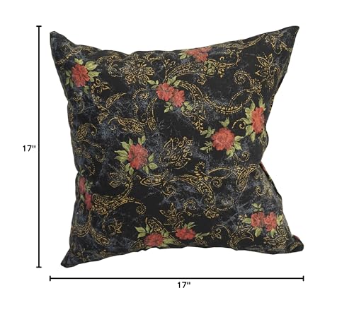 Blazing Needles Printed Throw Pillow, 17", Midnight Rosebud