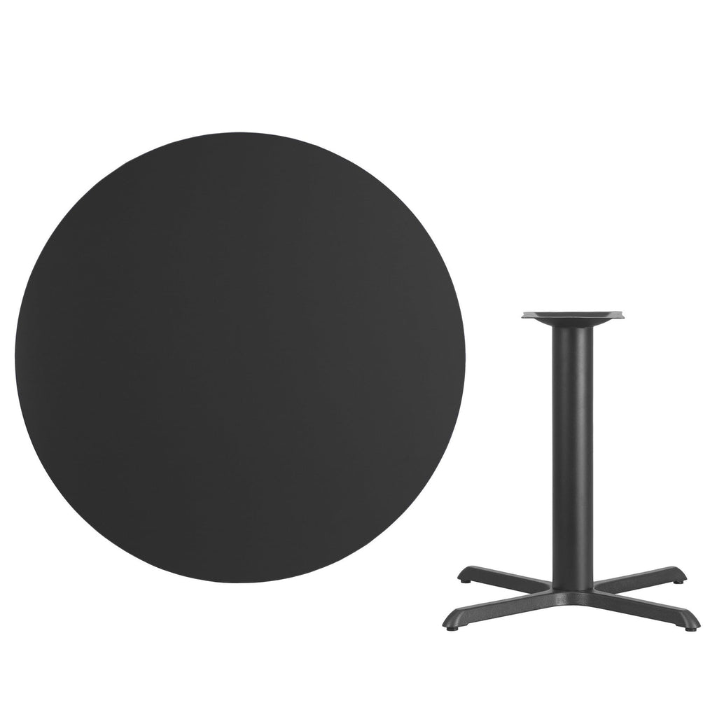 Flash Furniture 42'' Round Black Laminate Table Top with 33'' x 33'' Table Height Base