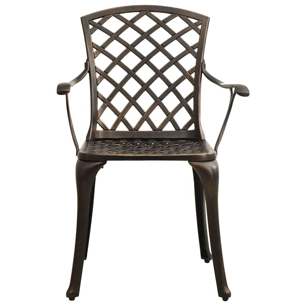 vidaXL 3-Piece Patio Bistro Set - Sturdy Cast Aluminum Garden Furniture - Elegant Bronze Finish with Umbrella Hole - for Outdoor Seating and Dining