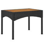 vidaXL 3 Piece Modern Black Patio Lounge Set with Reclining Function, Solid Acacia Wood Tabletop and Durable Poly Rattan Material
