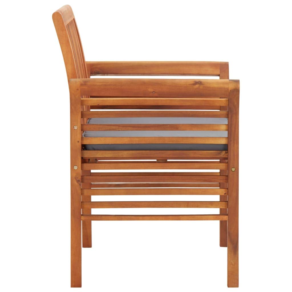 vidaXL Solid Acacia Wood Patio Dining Chair with Cushion - Weather Resistant Outdoor Seat for Backyard, Garden, Balcony
