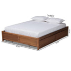 Baxton Studio Yara Modern and Contemporary Walnut Brown Finished Wood Full Size 4-Drawer Platform Storage Bed Frame