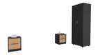 Deering 3 Piece Bedroom Set, Armoire + Nightstand + Nightstand, Black/Pine