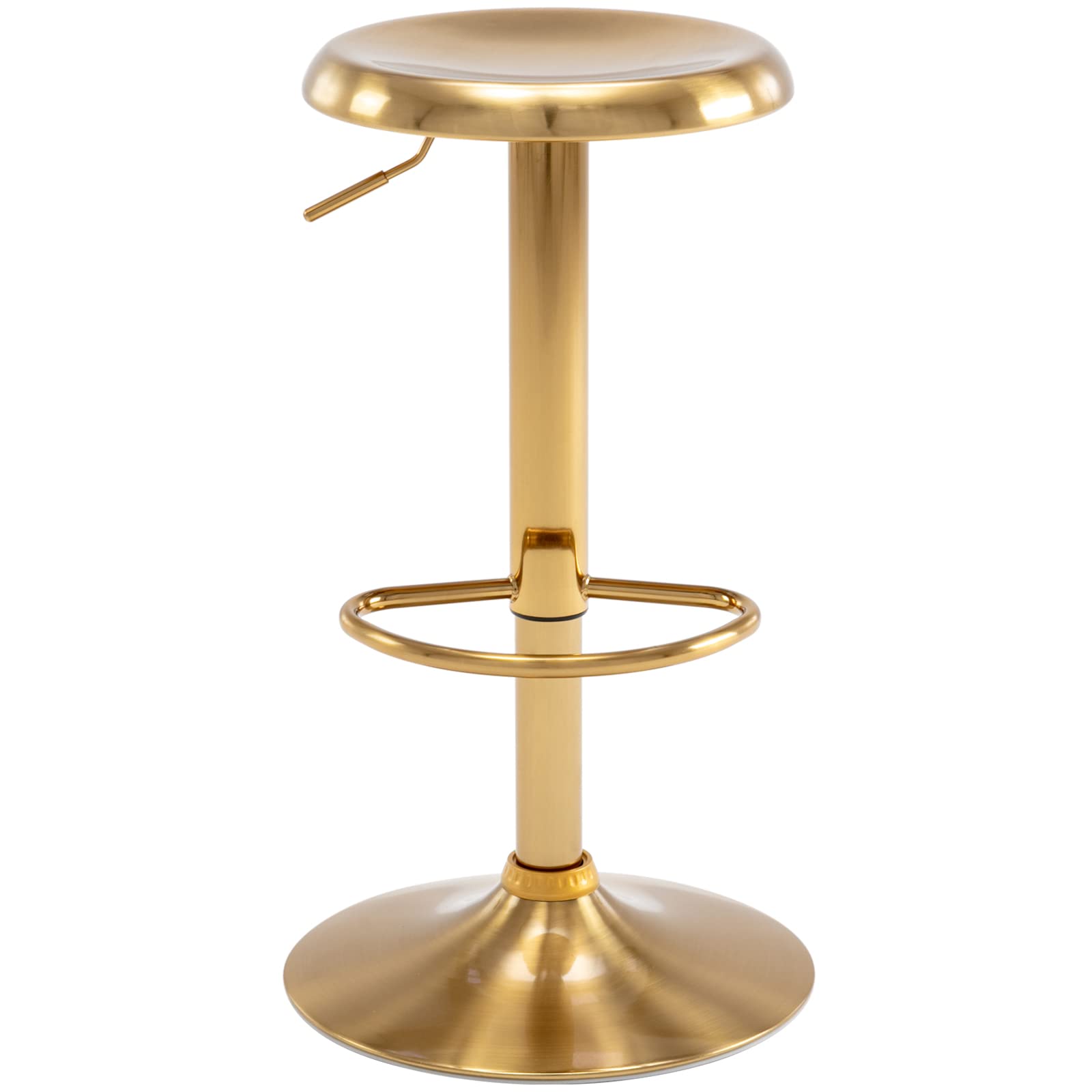 Brage Living Adjustable Bar Stool, Swivel Round Metal Airlift Barstool, Backless Counter Height Bar Chair for Kitchen Dining Roo