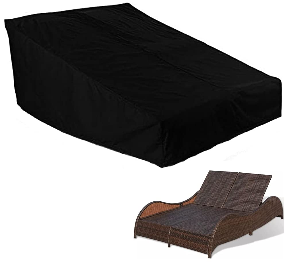 Ucare Double Wide Patio Chaise Lounge Chair Cover Waterproof 82In Outdoor Patio 2 Person Rattan Daybed Sofa Recliner Chaise Longue Protector Dust Furniture Covers