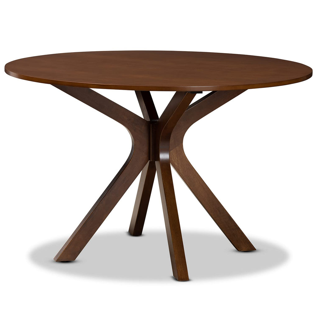 Baxton Studio Mare Walnut Brown Wood 7-Piece Dining Table and Chair Set