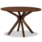 Baxton Studio Mare Walnut Brown Wood 7-Piece Dining Table and Chair Set