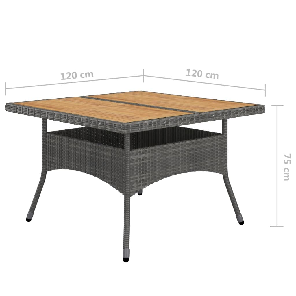 vidaXL Solid Acacia Wood Patio Dining Set 9 Piece Outdoor Garden Terrace Yard Wooden Dining Table and Chair Seating Seat Furniture Poly Rattan Gray