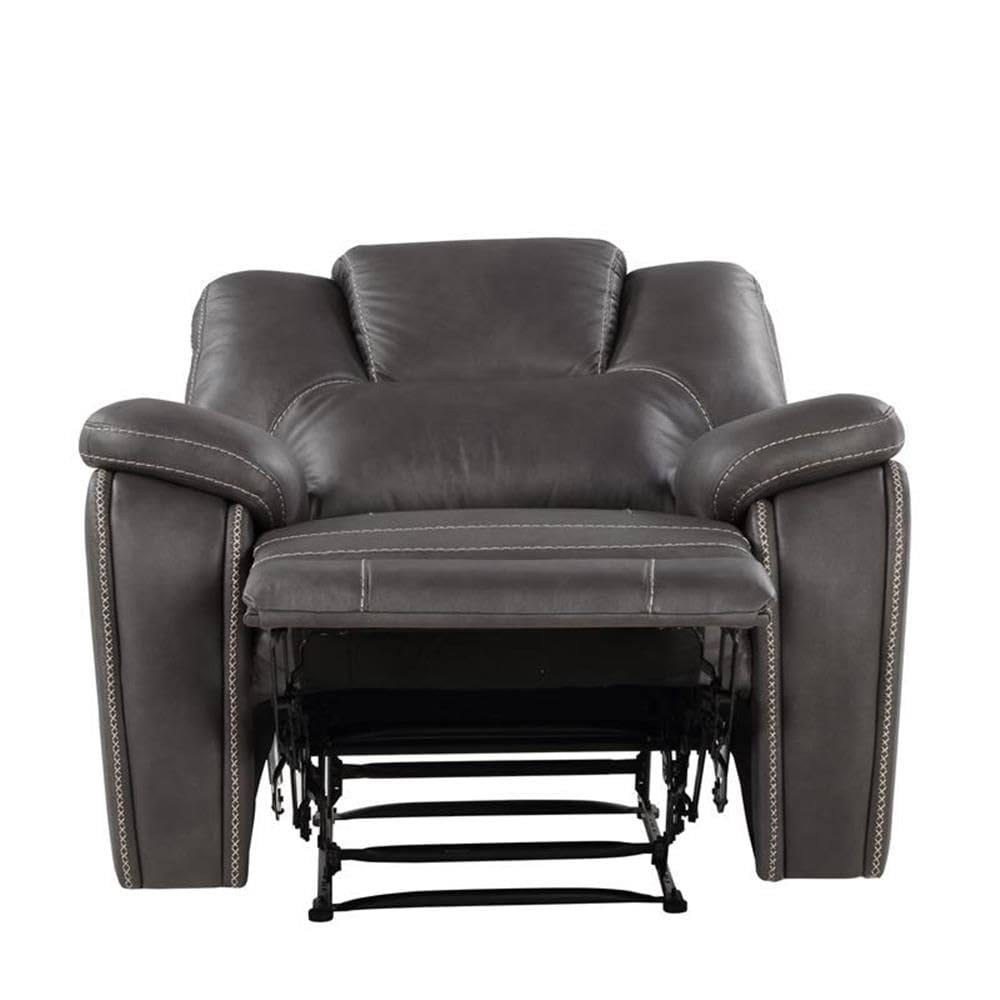Steve Silver Co Katrine Manual Recliner, Padded Charcoal Faux-Leather, Raised Headrest Recliner Chair, Living Room Single Sofa Recliner, Padded Armrests, 36" D x 39" W x 39" H, Grey/Black