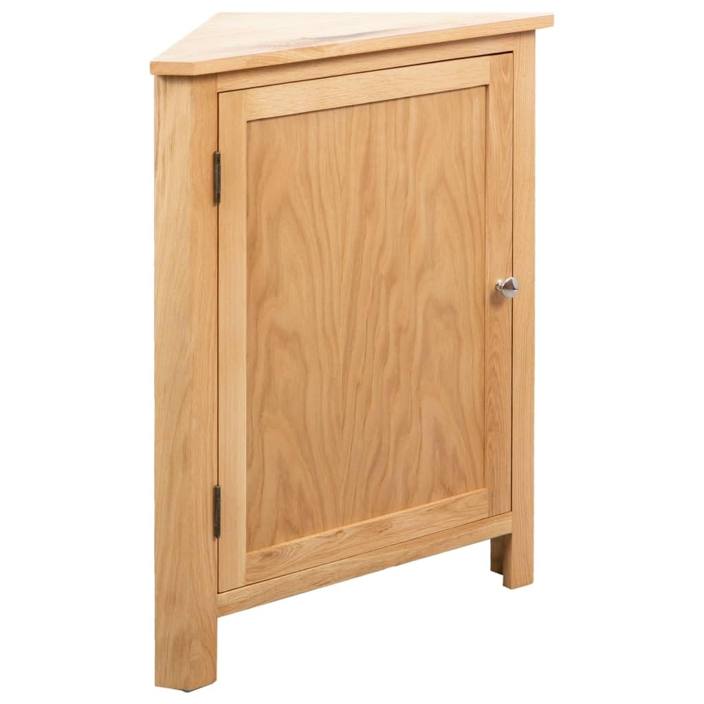 vidaXL Farmhouse Style Corner Cabinet in Solid Oak Wood and MDF Oak Veneer, 23.2"x17.7"x31.5", Brown, Ideal for Small Spaces