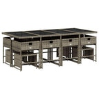 vidaXL Patio Dining Set - 13 Piece Garden Furniture with Cushions - Gray Poly Rattan with Glass Table - Outdoor, Garden, Backyard, Patio Use